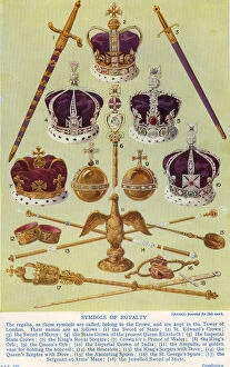 Edwards Collection: State regalia kept at the Tower of London including St. Edwards crown