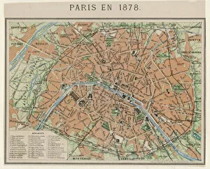 France Canvas Print Collection: Street Map 1878