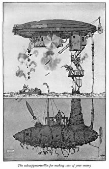 Cartoon Collection: The Subzeppmarinellin by Heath Robinson, WW1 cartoon