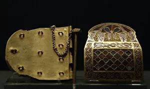 Suffolk Collection: Sutton Hoo Treasure. Royal shoulder-clasps. 7th-8th centurie