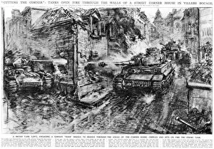London Eye Photographic Print Collection: Tank Battle in Villers Bocage, France 1944