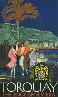 Art deco Fine Art Print Collection: Torquay tourist guide cover