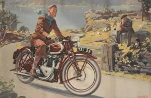 Posters Collection: Triumph motorcyclist in Scotland