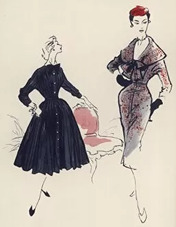 Tweed Collection: Two types of dresses, 1954