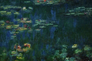 Water reflections painting Collection: The Water Lilies: Green Reflections circa 1915-1926 by Monet