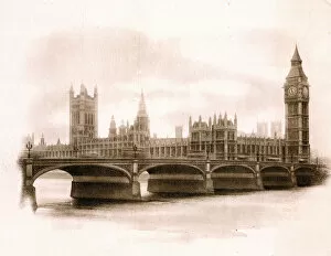 Related Images Collection: Westminster Bridge and Parliament on a Christmas card