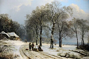 Contemporary landscape paintings Pillow Collection: Winter Landscape, 1835-1838, by Barend Cornelis Koekkoek (18