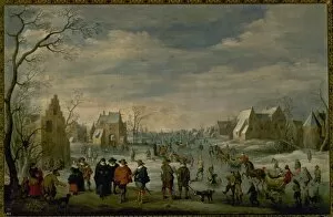 Skating Collection: Winter landscape with skaters by Droochsloot