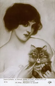 New Images from the Grenville Collins Collection Jigsaw Puzzle Collection: Woman with a cat by Gabriel Herve