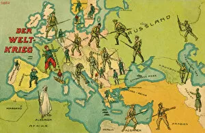 Africa Photographic Print Collection: World War One Combatants - Map of Europe