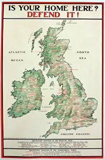 Wales Jigsaw Puzzle Collection: WWI Poster, Is your home here? Defend it