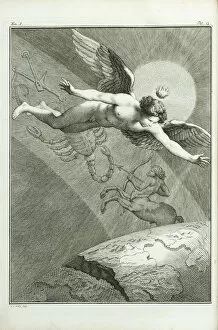 Description Collection: Zodiac with winged male, poss. Cupid / Eros