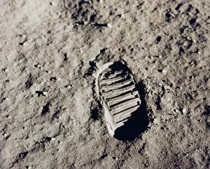 The Moon Premium Framed Print Collection: Apollo 11 bootprint