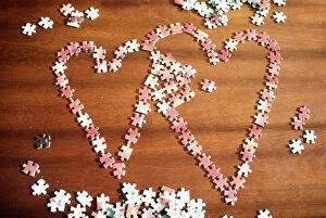 Valentine's Day Metal Print Collection: Cute - jigsaw piece hearts