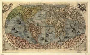 Africa Metal Print Collection: 16th century world map
