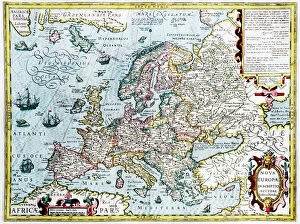 Gerardus Mercator's Cartographic Legacy Premium Framed Print Collection: 17th century map of Europe