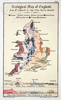 Maps Canvas Print Collection: 1838 Geological Map of England by Mantell