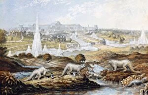 Still life paintings Canvas Print Collection: 1854 Crystal Palace Dinosaurs by Baxter 1