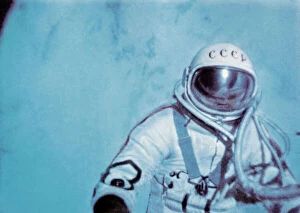 Russian White Poster Print Collection: Alexei Leonov, first space walk, 1965