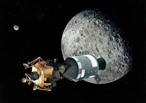 Apollo missions Photographic Print Collection: Apollo spacecraft at the Moon, artwork
