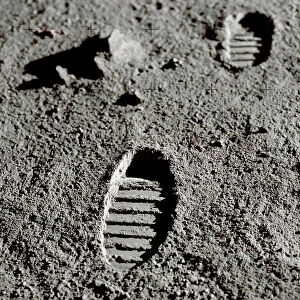 Space Walk Metal Print Collection: Astronaut footprints on the Moon