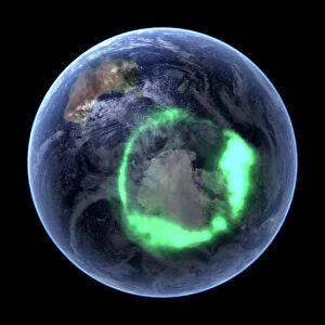 Australis Canvas Print Collection: Aurora over Antarctica, satellite image