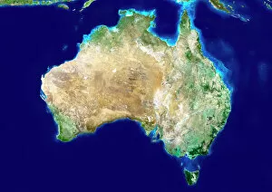 North Island Postcard Collection: Australia, satellite image