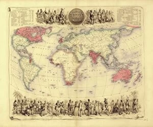 India Pillow Collection: British Empire world map, 19th century