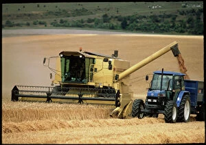 Farming Collection: Combine harvester off-loading grain