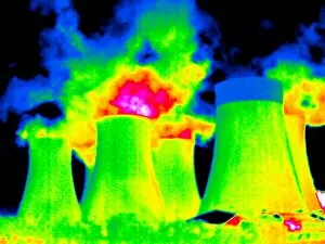 Black Scale Framed Print Collection: Cooling towers, thermogram