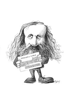 Black and white portraits Cushion Collection: Dmitri Mendeleev, caricature