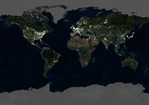 Related Images Collection: Whole Earth at night, satellite image