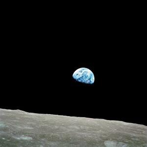 Astronauts Photographic Print Collection: Earthrise over Moon, Apollo 8