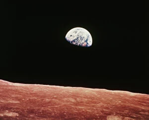 Apollo 8 Fine Art Print Collection: Earthrise as seen from above surface of the moon