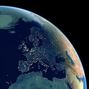 Desert Mouse Jigsaw Puzzle Collection: Europe at night, satellite image