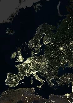 Land Collection: Europe at night, satellite image