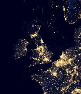 Related Images Jigsaw Puzzle Collection: North Sea at night, satellite image