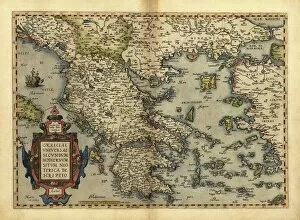 Greece Pillow Collection: Orteliuss map of Greece, 1570