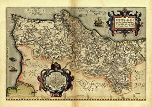 Abraham Ortelius Premium Framed Print Collection: Orteliuss map of Portugal, 1570