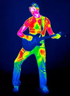 Green Scale Fine Art Print Collection: Playing guitar, thermogram