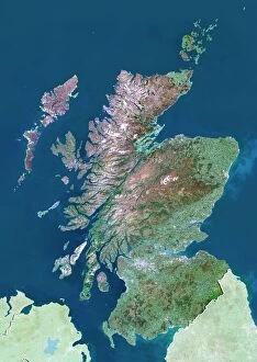 Wales Premium Framed Print Collection: Scotland, UK, satellite image