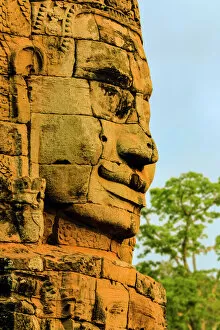 Siem Reap Collection: One of 216 smiling sandstone faces at 12th century Bayon, King Jayavarman VIIs last