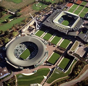 Tennis Canvas Print Collection: Aerial image of Centre Court and Number 1 Court, All-England Club (All England Lawn Tennis