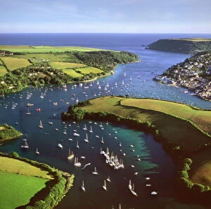 Devon Collection: Aerial image of Salcombe and East Portlemouth, Kingsbridge Estuary, Devon