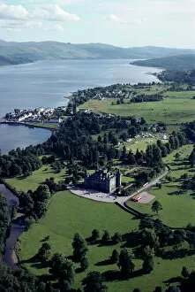 Scotland Photographic Print Collection: Aerial view of Inverary castle and Loch Fyne