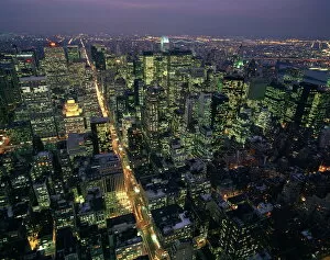 Fifth Avenue Collection: Aerial view at night of the city lights taken from the Empire State building