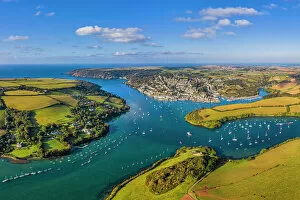 Oceans Collection: Aerial view of Salcombe on the Kingsbridge Estuary, Devon, England, United Kingdom