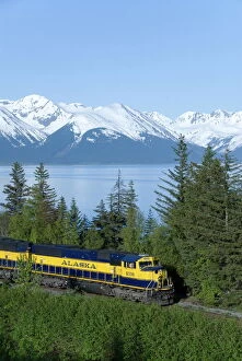 Railways Collection: Alaska Railroad near Girdwood, Alaska, United States of America, North America
