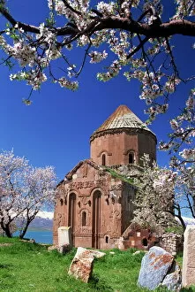 Religious Pillow Collection: The Armenian church of the Holy Cross on Akdamar Island in Lake Van