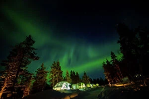 Star Collection: Aurora Borealis (the Northern Lights) over Kakslauttanen Igloo West Village, Saariselka
